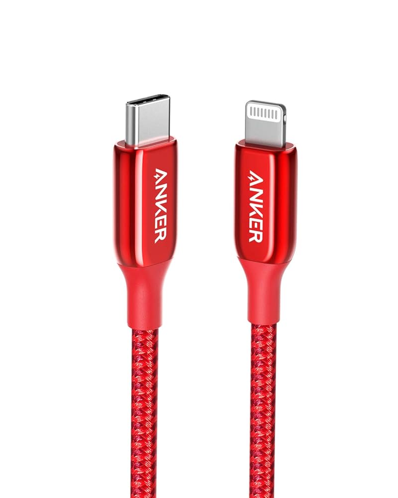 Powerline Lightning V3 Cable (3ft, Red) | Fast Charging & Durable MFi Certified iPhone Cable | High-Speed Data Transfer by Anker