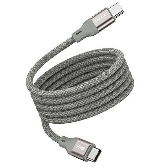 PD 65W Type-C to Type-C Fast Charging Cable – 100cm USB-C Power Delivery Cable for Laptop, MacBook, Tablet, Smartphone – High-Speed Data Transfer and Quick Charge Support by Recci
