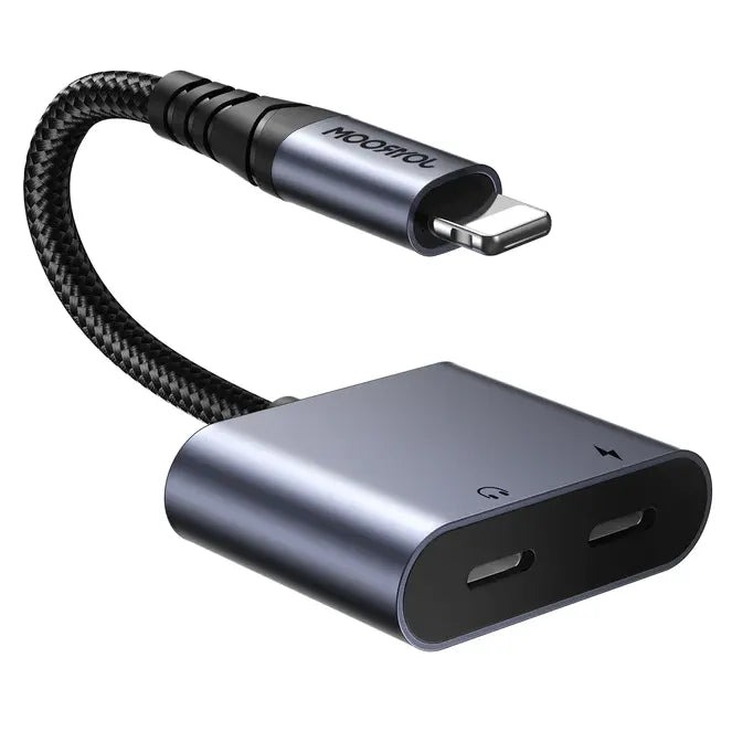 Joyroom 2-in-1 Audio Adapter – Lightning to Dual Lightning Port for Charging & Audio by Joyroom