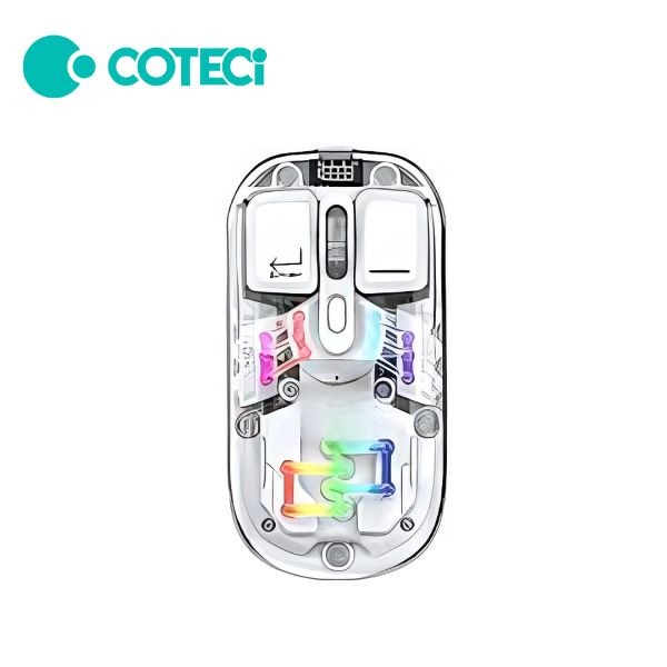 COTECI Magic Crystal IV Dual-Mode Wireless and Bluetooth Mouse – Transparent RGB Rechargeable Silent Click with Type-C Charging by Coteci