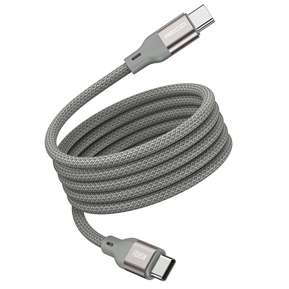 PD 30W Type-C to Type-C Fast Charging Cable – 100cm USB-C Power Delivery Cable for Smartphone, iPad, MacBook Air, Power Bank – Fast Charge and Data Transfer Support by Recci