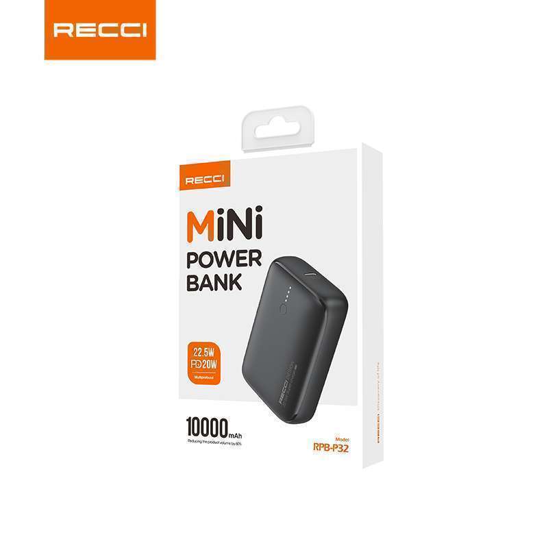 RECCI Mini Powerbank 10000mAh P32 | Portable Fast Charging Power Bank | Infotech Store Nepal by Recci
